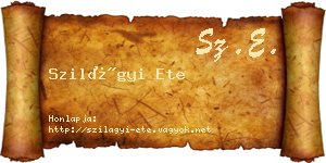 Szilágyi Ete névjegykártya